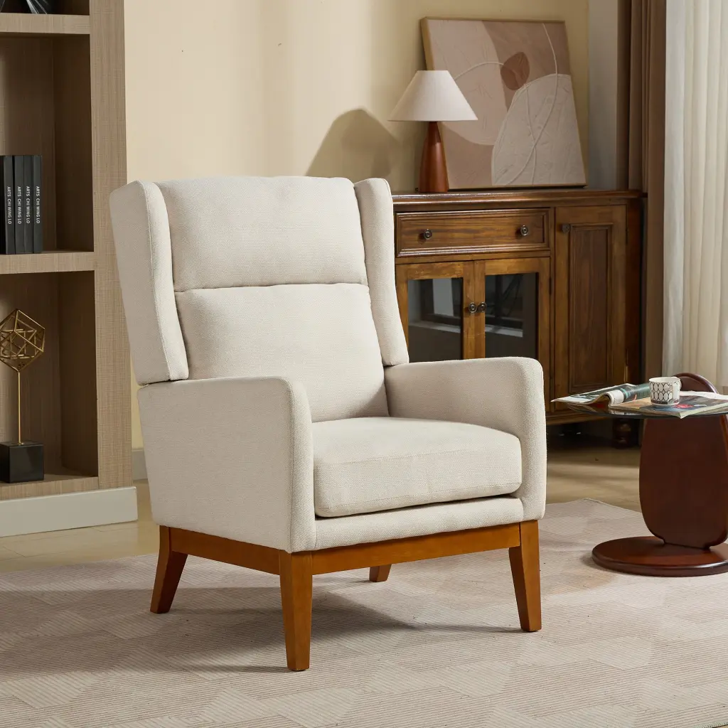 26.18 Inch Modern Accent Chair Polyester Blend High Back Reading Chair w1852