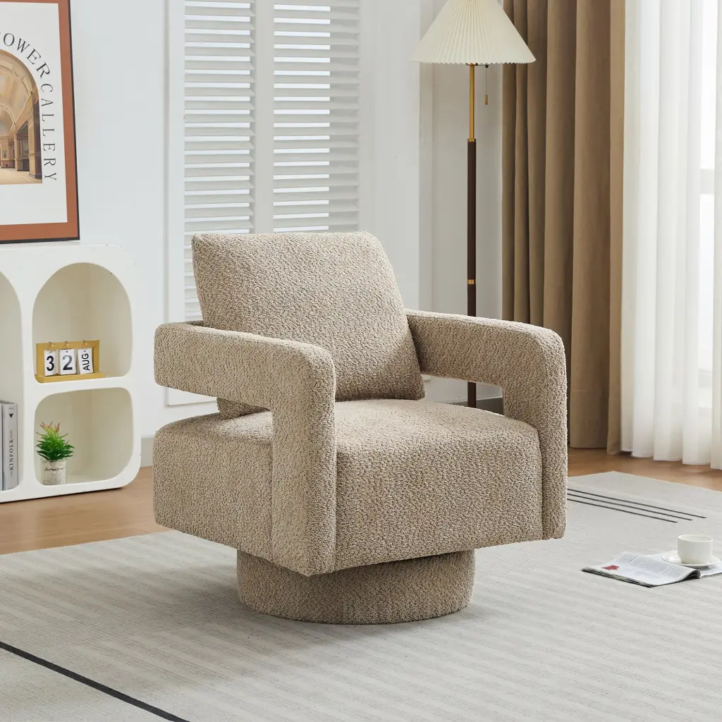 29.13 Inch Square Swivel Accent Chair - Modern Rotating Arm Chair w1852