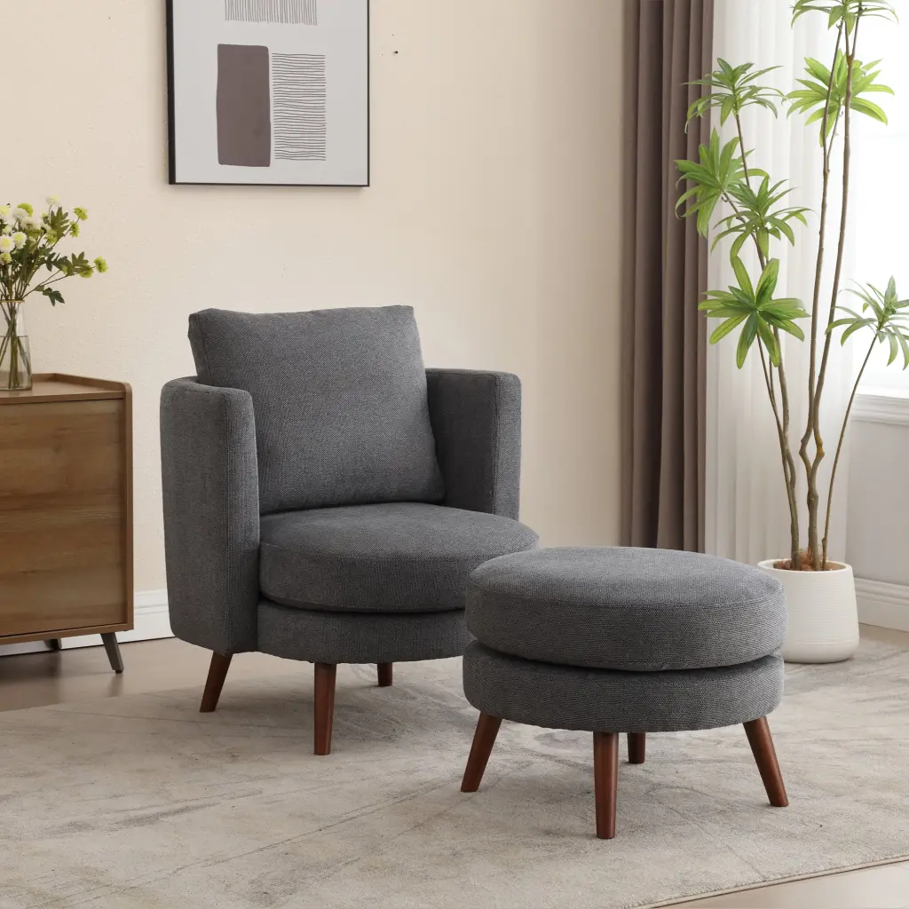 30.7 Inch Wide Upholstered Accent Chair Ottoman Reading w1852