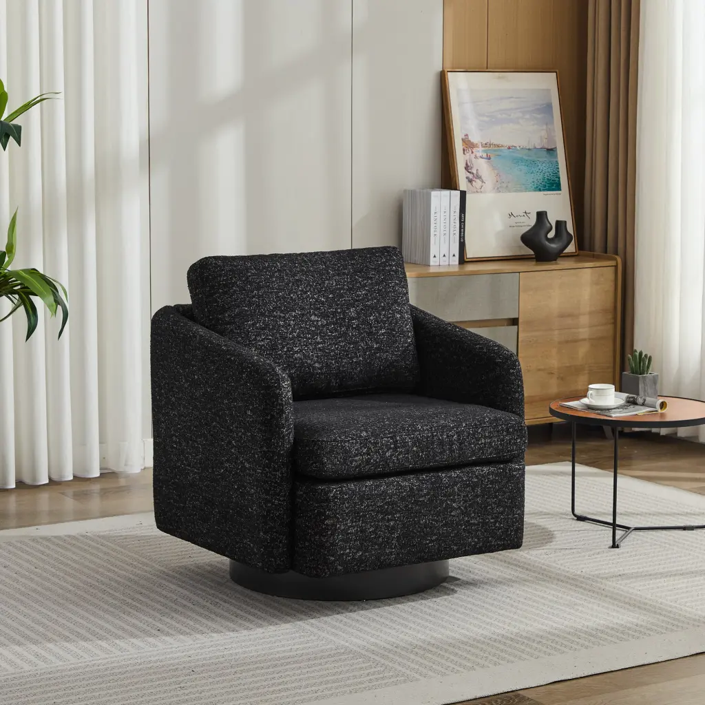 31.5 Inch Swivel Accent Chair Comfy Round Single Sofa Chair Living Room w1852