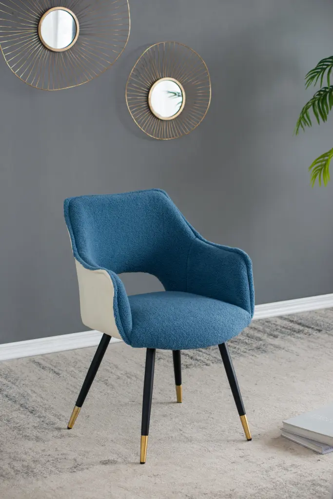 Set 2 Blue Fabric Side Chairs Living Room Bedroom Kitchen Vanity Accent Furniture w2078