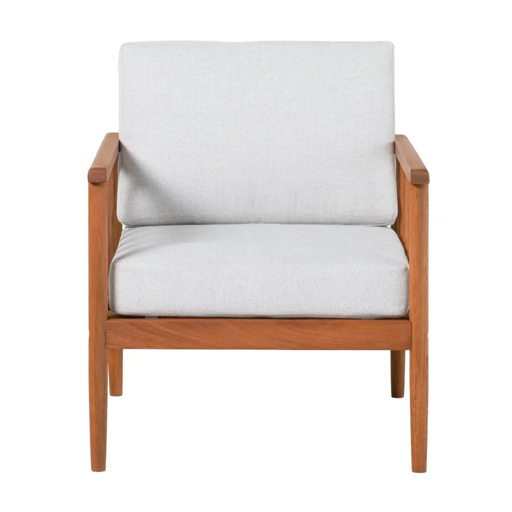 Contemporary Cushioned Eucalyptus Timber Patio Accent Chair Brown walker edison