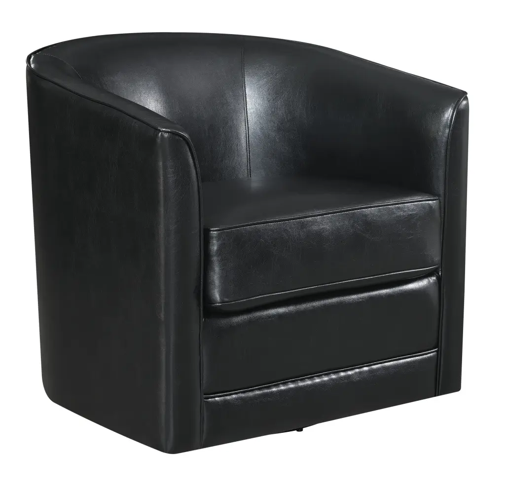 Little Black Swivel Accent Chair Black Foam Upholstery and Engineered Wood Base wallace - bay