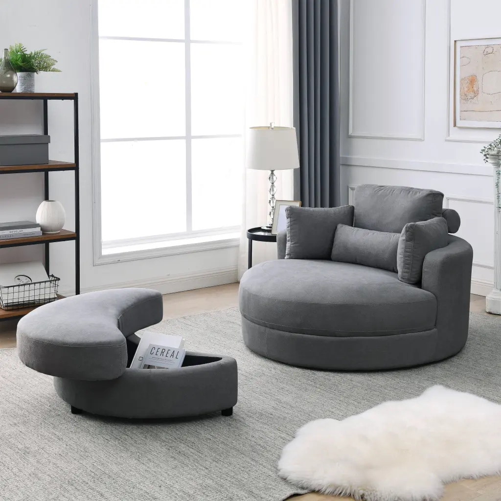 WeLike Swivel Accent Barrel Chair Modern Dark Grey Sofa Lounge Club Chair welike furniture