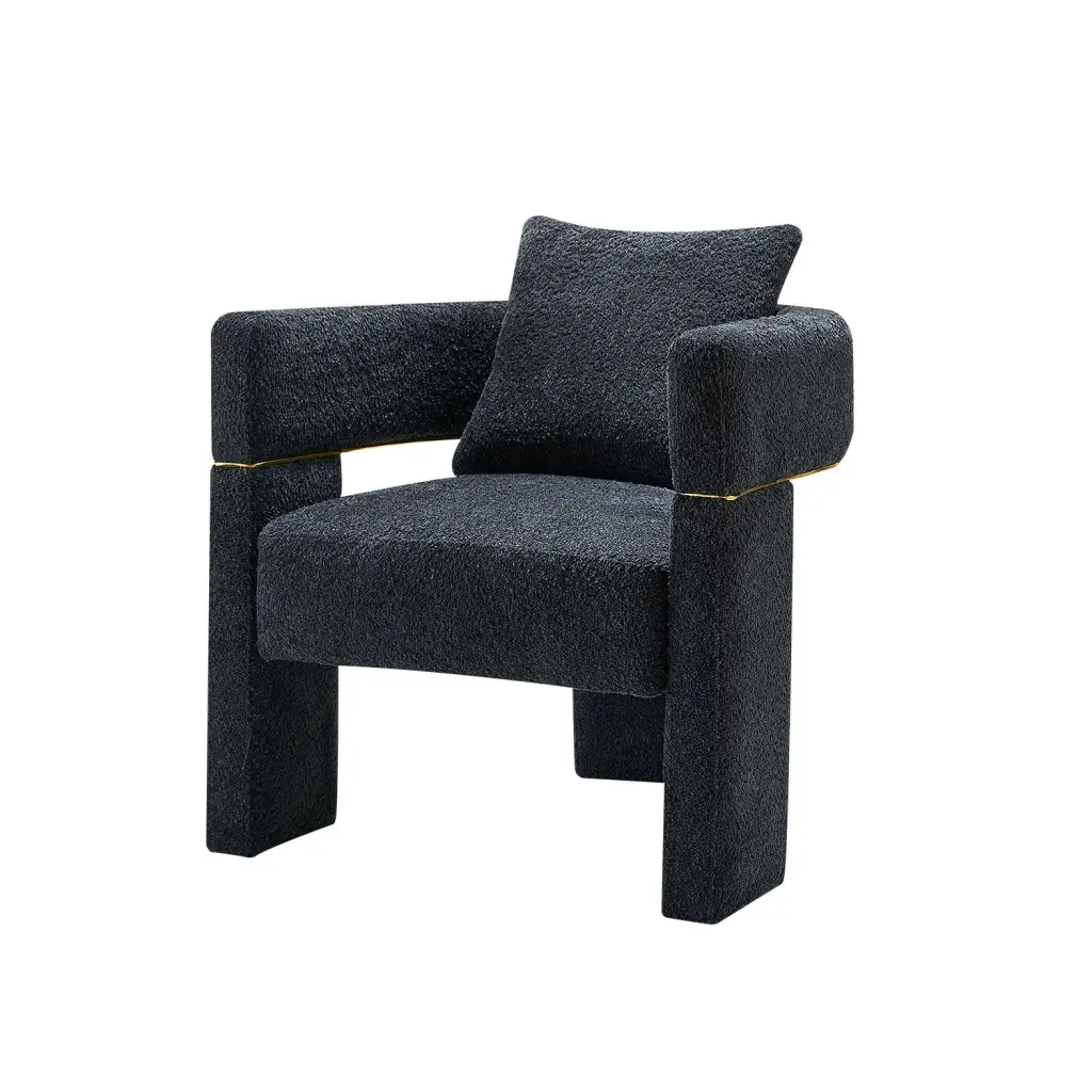 30.51 Inch Wide Boucle Upholstered Accent Chair Dark Grey Living Space wq furniture