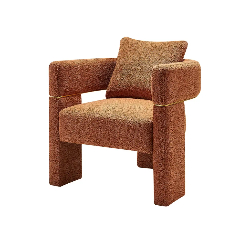 30.51 Wide Boucle Upholstered Accent Chair Orange Living Space wq furniture