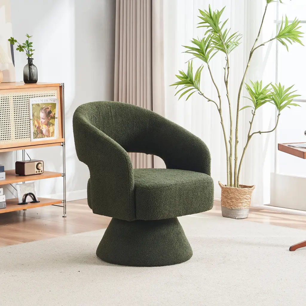 Swivel Accent Chair Round Barrel Armchair Living Room xr-1361
