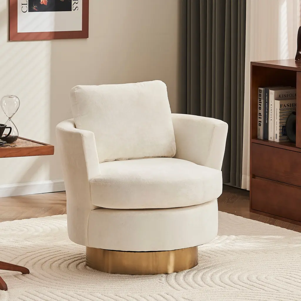 Velvet Swivel Barrel Chair, Swivel Accent Chairs Armchair Living Room xr-1361