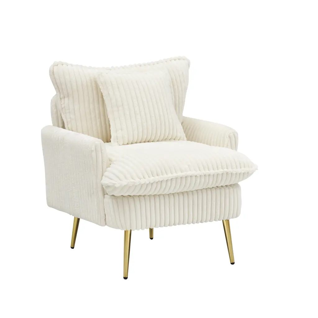 30 Inch Beige Corduroy Chair Metal Feet Dust Resistant ylf fff