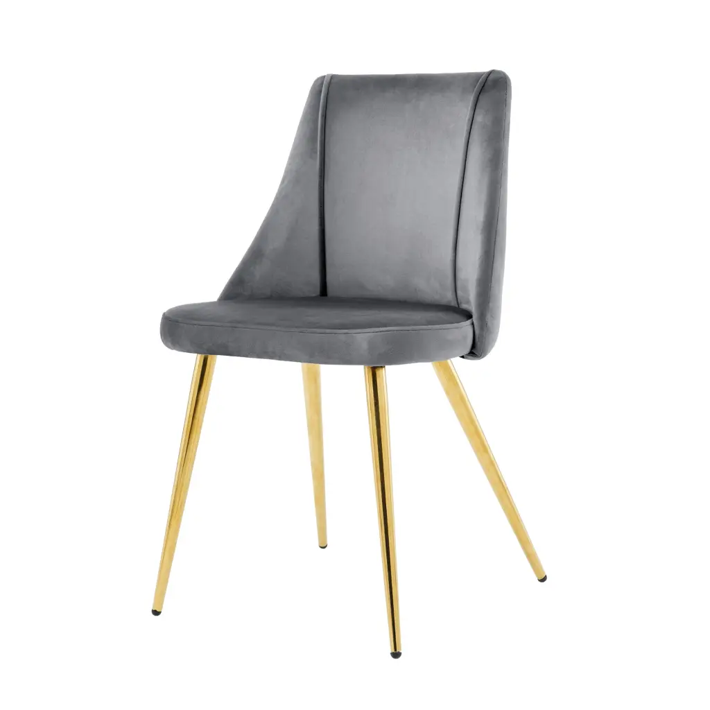 Modern Grey Velvet Dining Chairs Fabric Upholstered Accent Side Chairs youngmagic