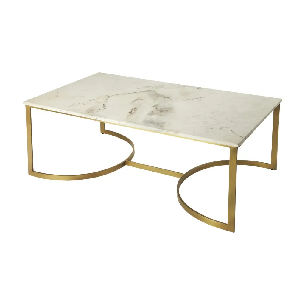 Butler Specialty Marble Top Accent Coffee Table White and Gold Elegant Living Room Decor Butler Specialty Company