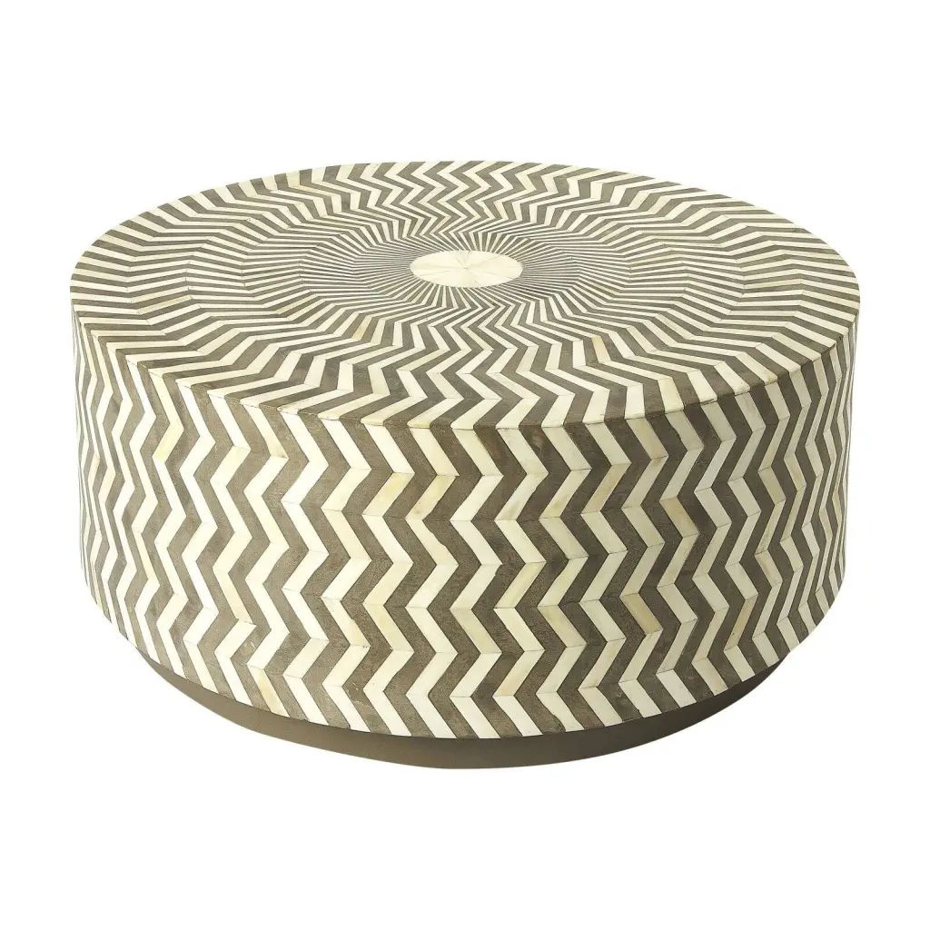 Butler Specialty 31 Round Accent Coffee Table Gray and White Butler Specialty Company