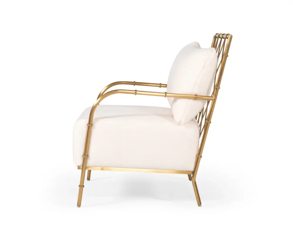 Divani Casa Ignacio - Glam Pearl Velvet & Gold Accent Chair Storage