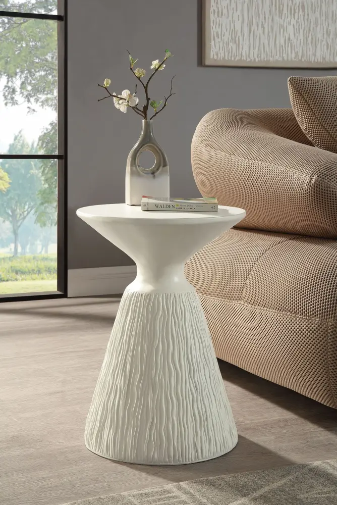Duane - Fiber Concrete Accent Table - Snow