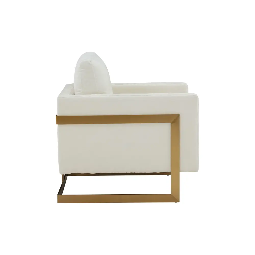Handcrafted Modrest Prince - Contemporary Cream + Aurum Fabric Accent Chair