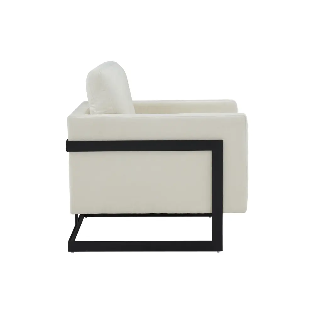 Modrest Prince - Contemporary Cream + Jet-black Fabric Accent Chair