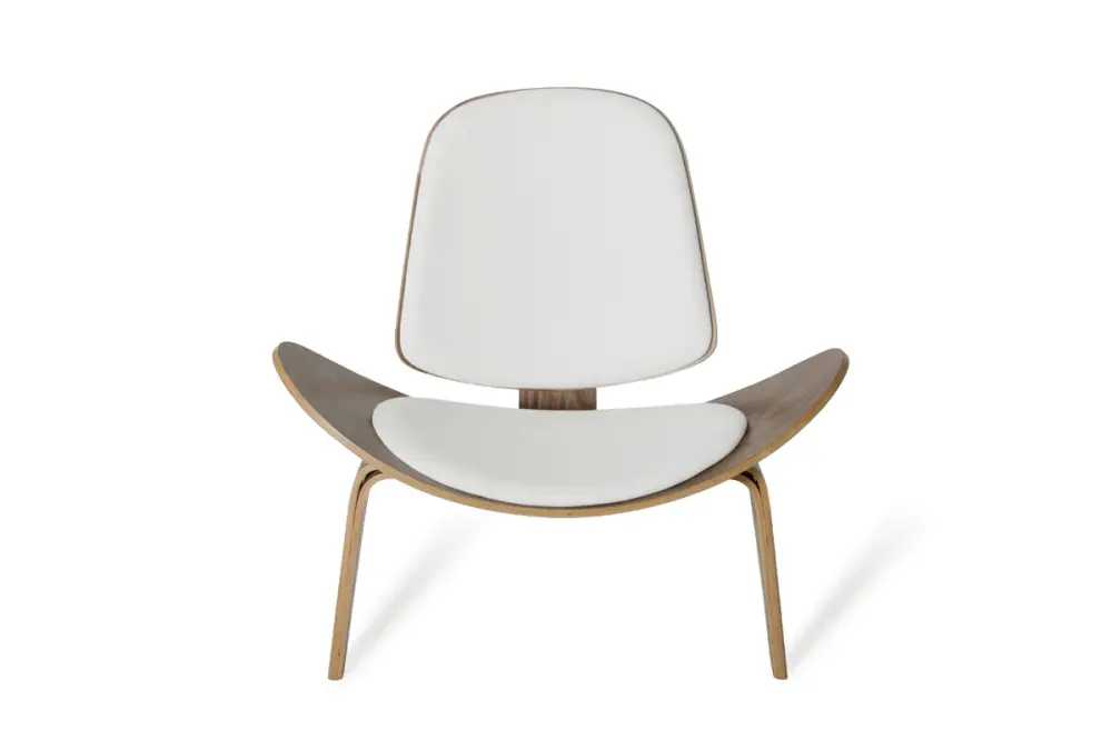 Modrest Warren Mid-Century Snow & Walnut Accent Chair