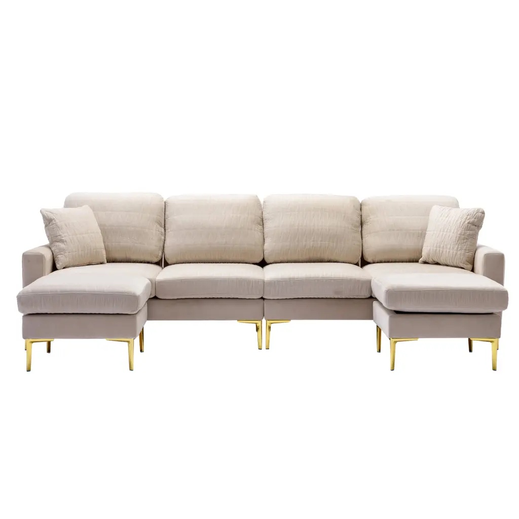 Untied We Win Accent Sofa Living Room Sofa Sectional Sofa Beige Velvet w1568 united we win