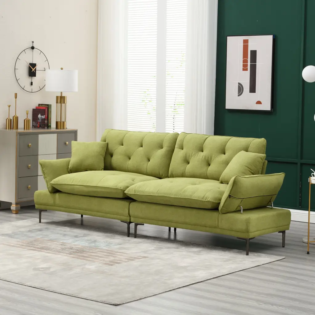 United Linen Accent Sofa Metal Feet Olive Linen 3 Seater w1568 united we win