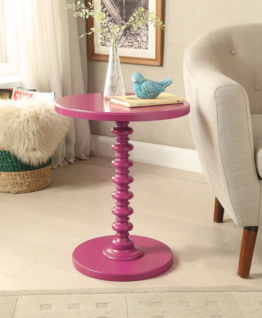 Acton Accent Table Purple Ac01196 Rose Pink Wood acme onsite store