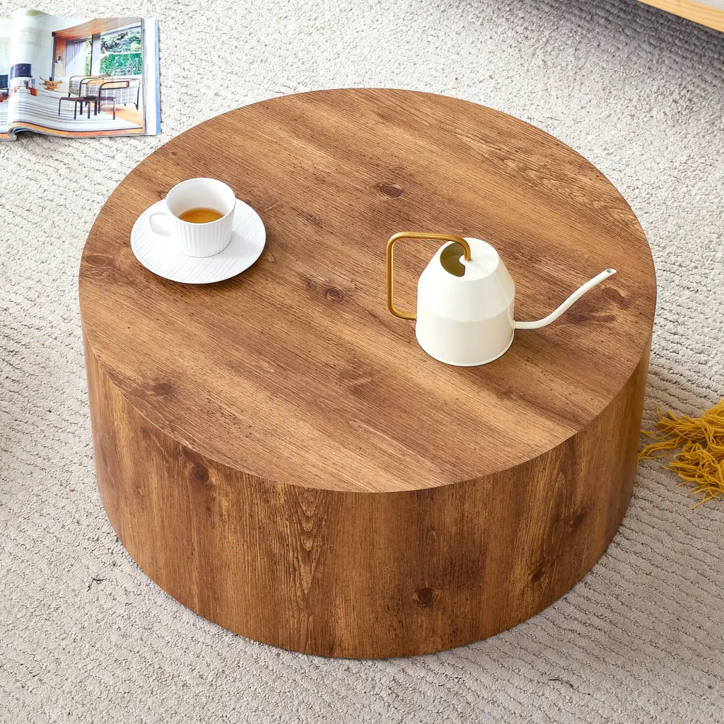 Cylindrical Table Patterned Design Easy Home Integration droom w-1151