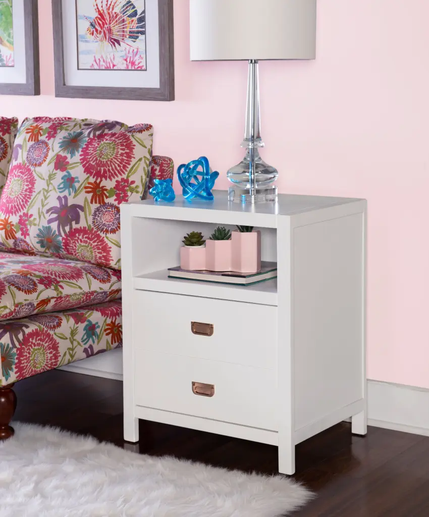 Linon Lakelyn White 2-Drawer Accent Side Table Shelf