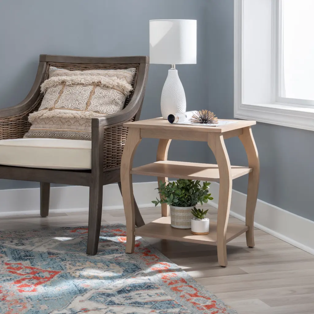 Powell Rellim 2-Shelf Indoor Accent Side Table 23 Inches Tall Natural Finish