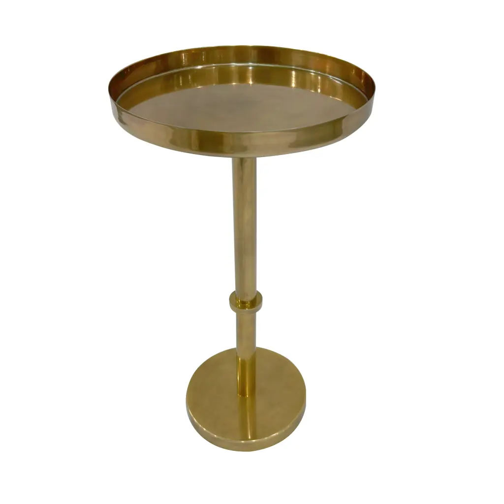 Ara 12 Inch Side End Table Vintage Polished Pillar Base Round Tray Top royal hampton