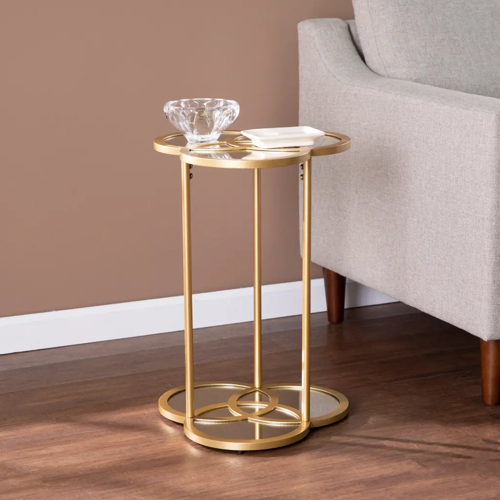 Shirland Geometric Accent Table Precious Metal Ferrous Metal Finish sei