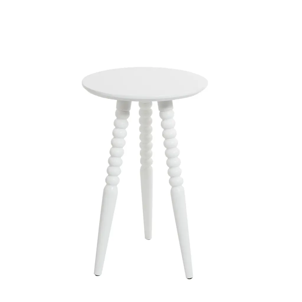 Pure White Side Table Compact Chic Accent 14 x 14 x 23 Inches Silverwood White