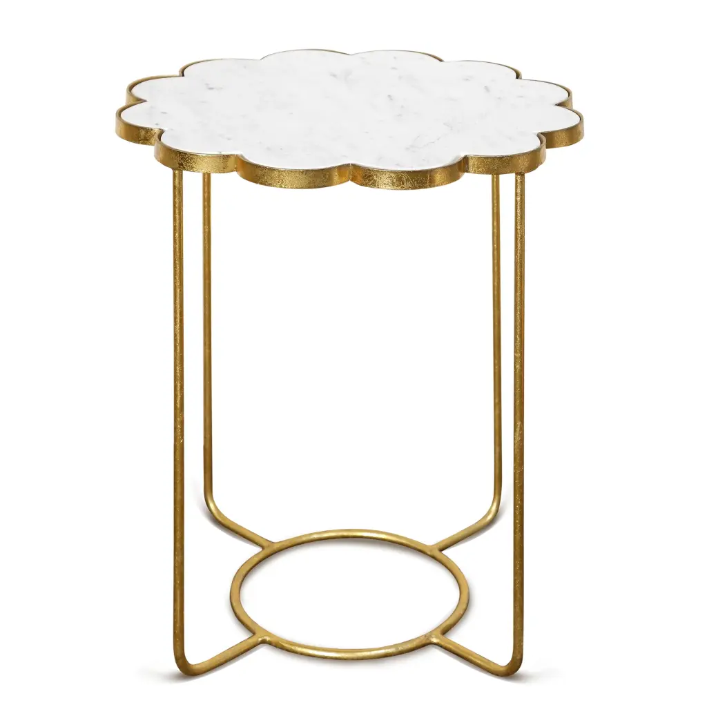 Galaxia Ophelia Accent Side Table White Marble Top Gold Finish STYLECRAFT