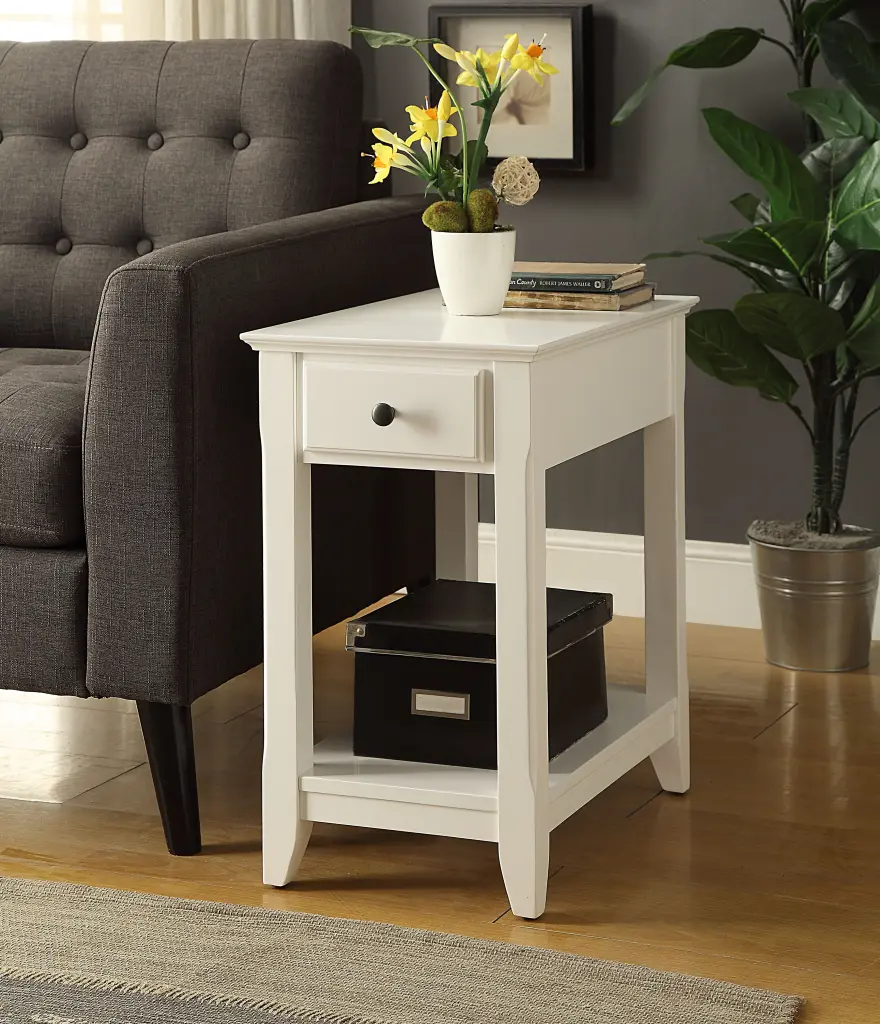 Bertie White Finish Accent Table White Synthetic Timber urban nest
