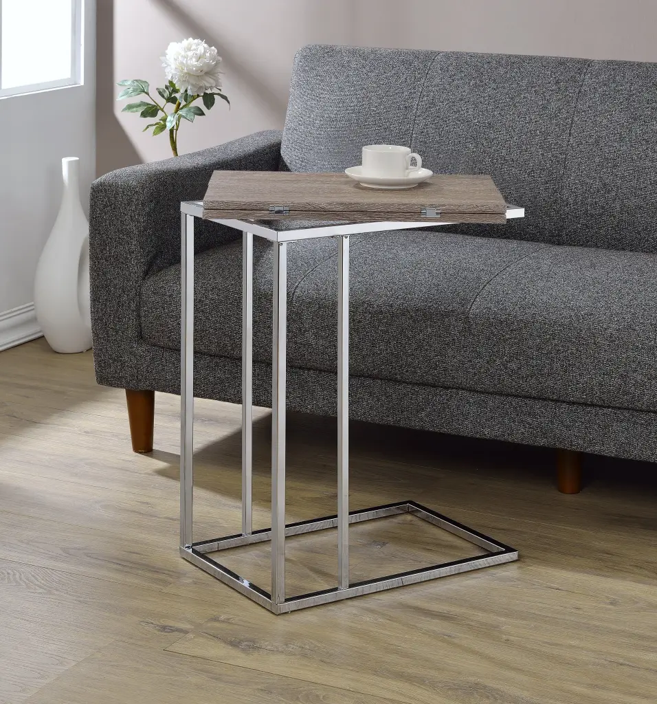 Danson Weathered Oak & Chrome Finish Accent Table urban nest