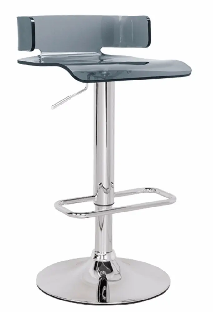 26 Inch Acrylic Customizable Barstool Chrome Pedestal Base Gray royal hampton