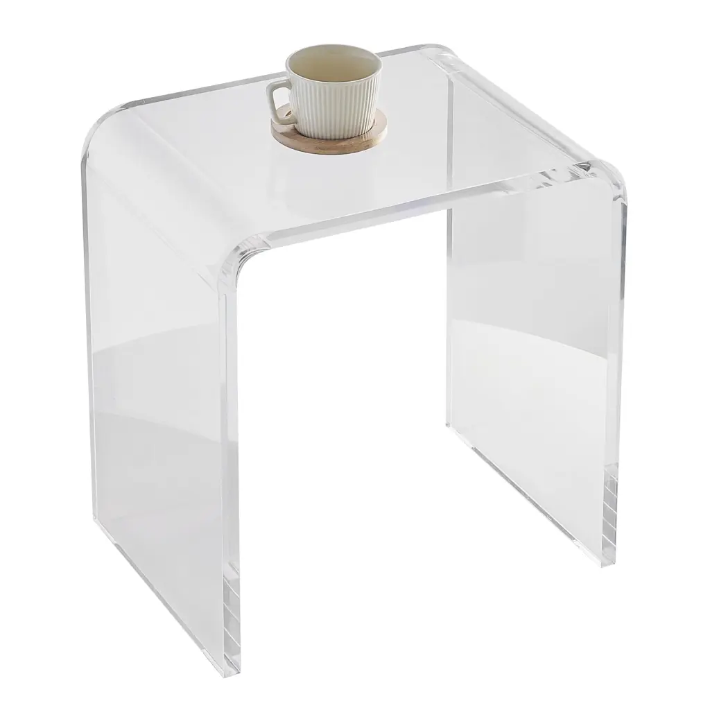 BENTISM Acrylic End Table C-Shaped Lucite Side Table Transparent Small Side Table Clear Acrylic Nightstand