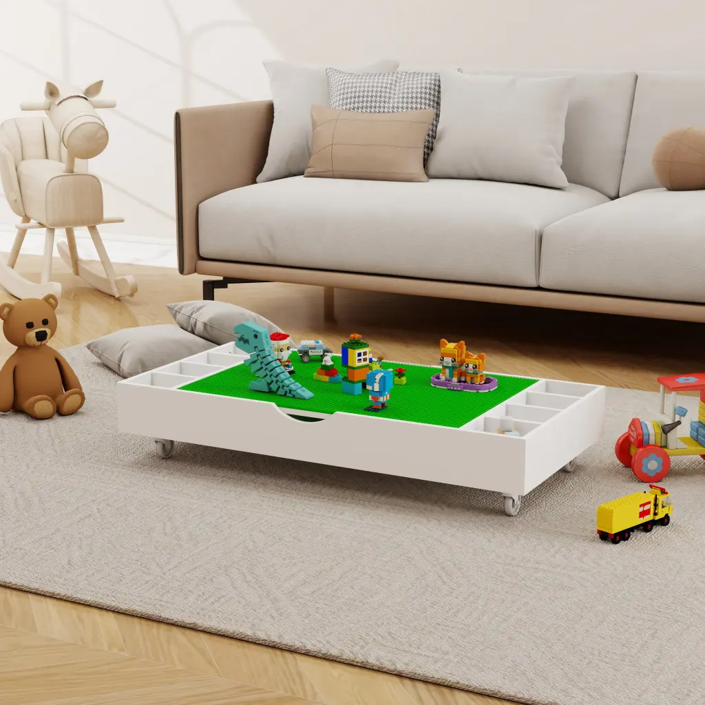 2 1 Rollaway Gaming Table and Toy Organizer Compatible Lego cl worthy houseware co.-ltd.