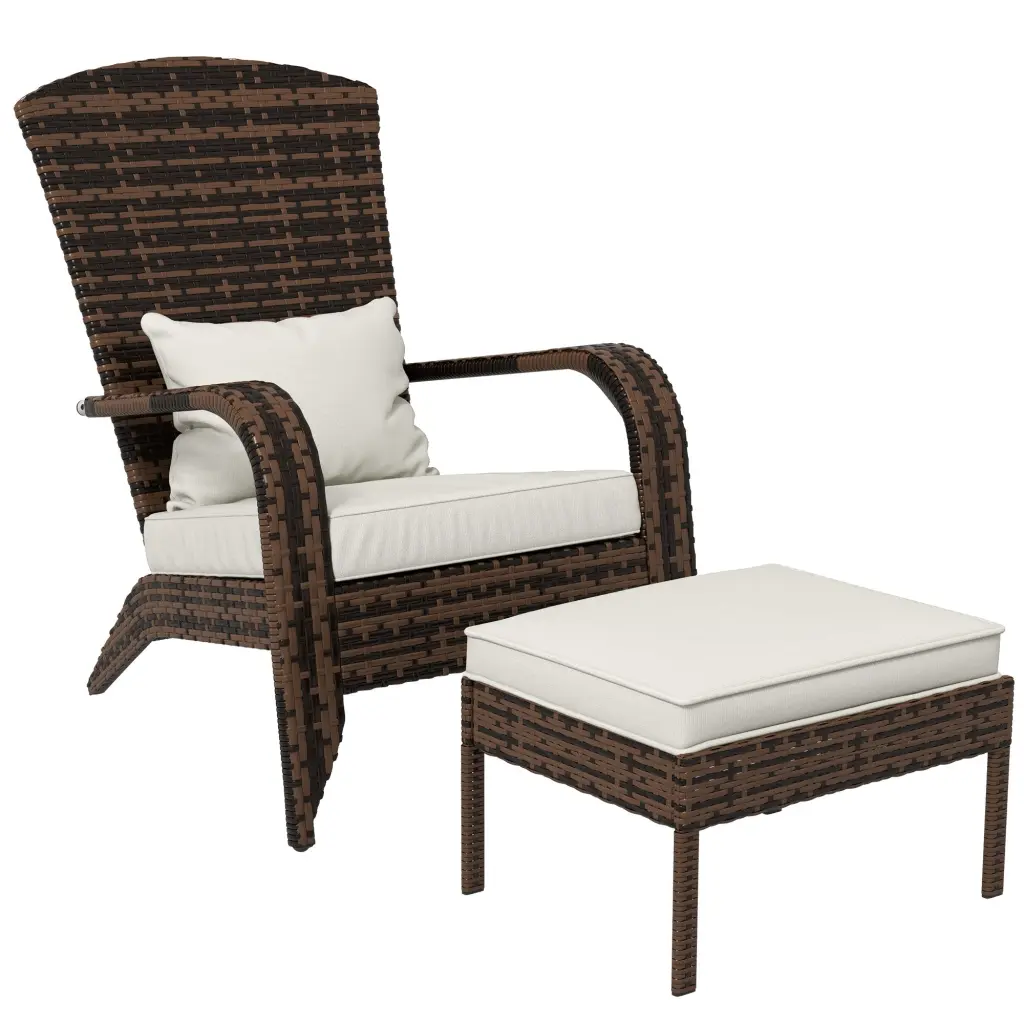 Outsunny Patio Wicker Adirondack Chair Ottoman Outdoor Fire Pit aosom business