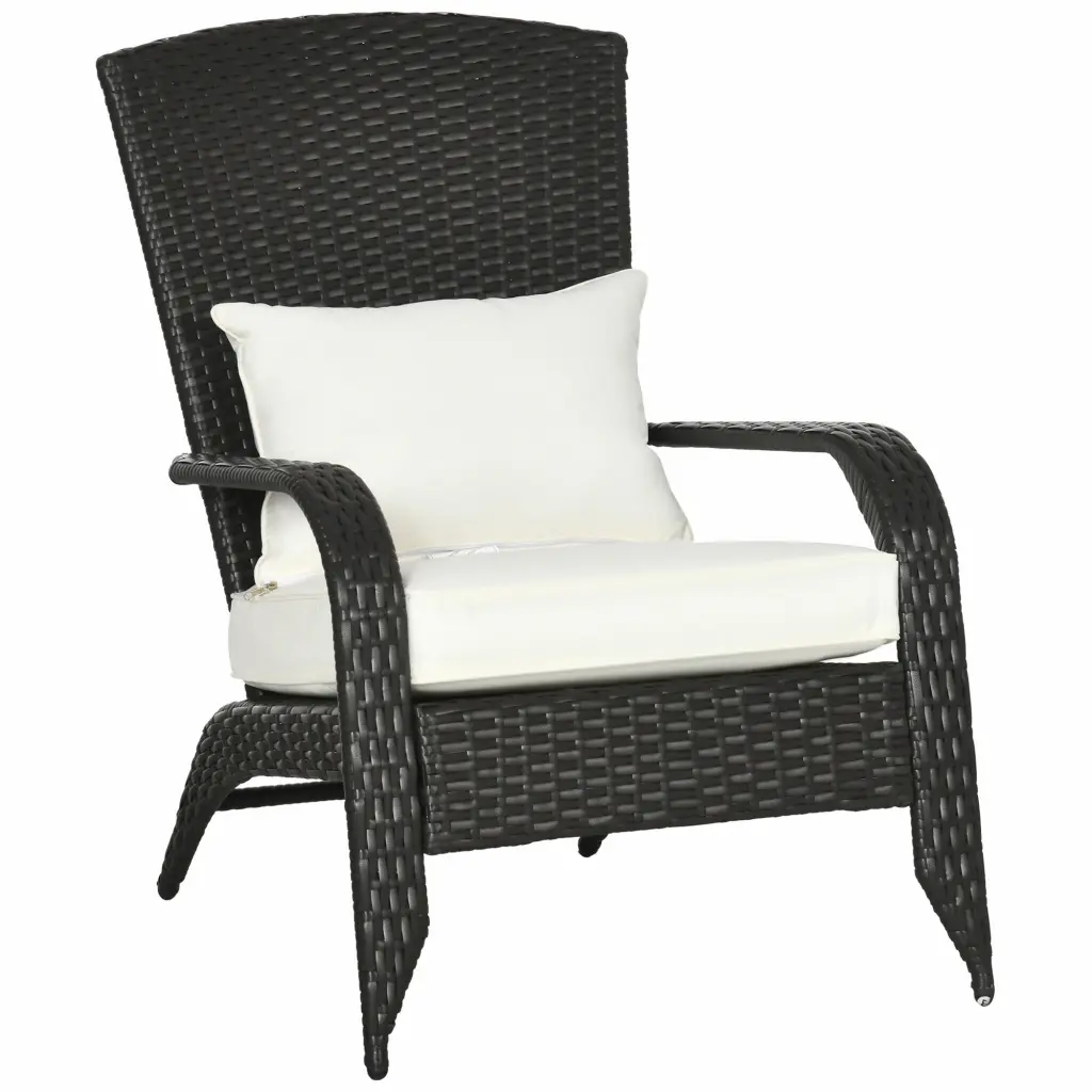 Outsunny Patio Wicker Adirondack Chair Outdoor All Weather Rattan Fir aosom business