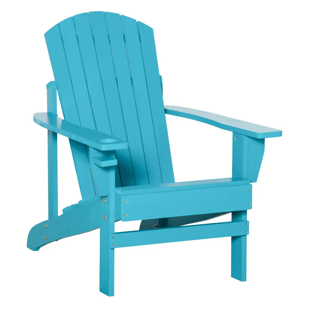 Outsunny Wooden Adirondack Chair Outdoor Patio Lawn Chair Cup Holder Comfortable aosom business