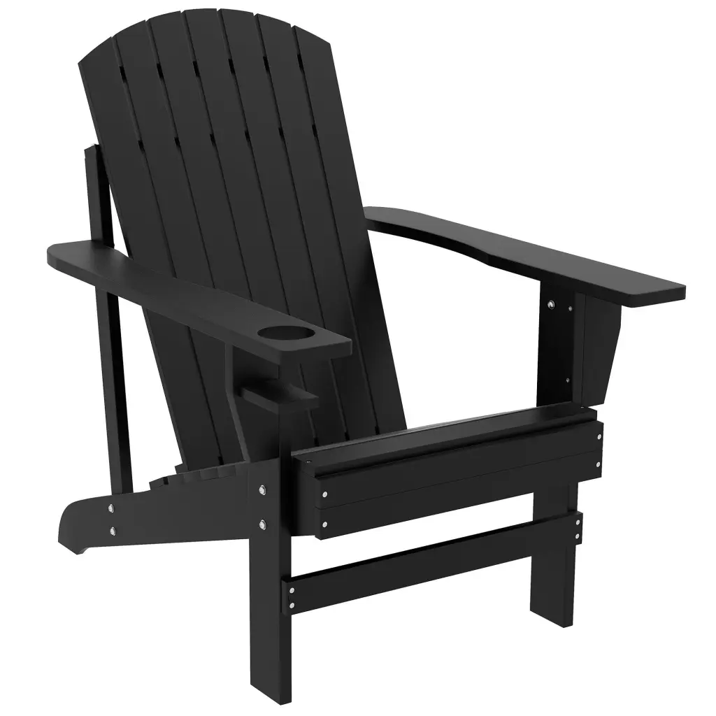 Outsunny Wooden Adirondack Chair Outdoor Patio Lawn Chair Cup Holder aosom business