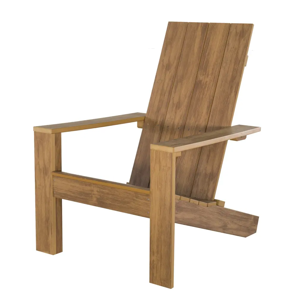 Outdoor Slat Back Polymer Timber Adirondack Chair Brown Weather-Resistant gathercraft