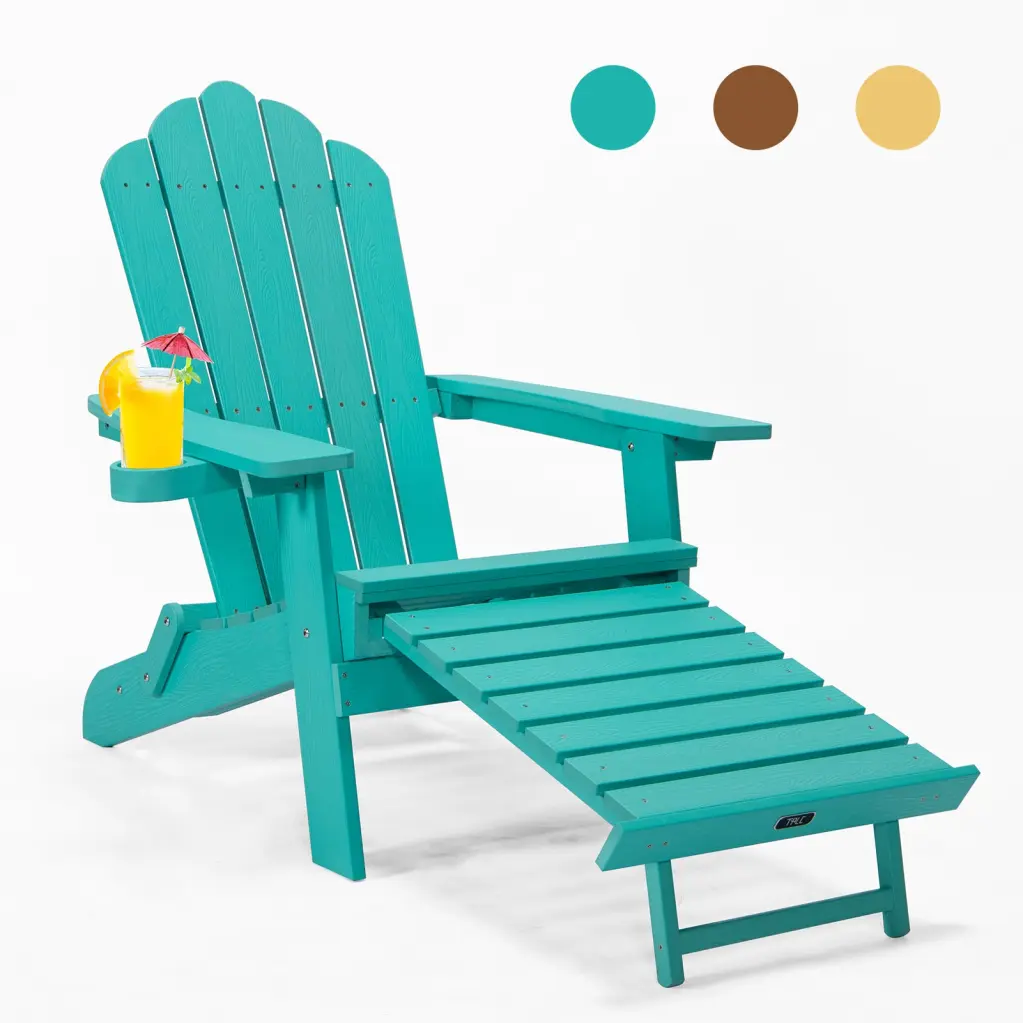 Tale Folding Adirondack Chair Pullout Ottoman and Cup Holder geek flagship store
