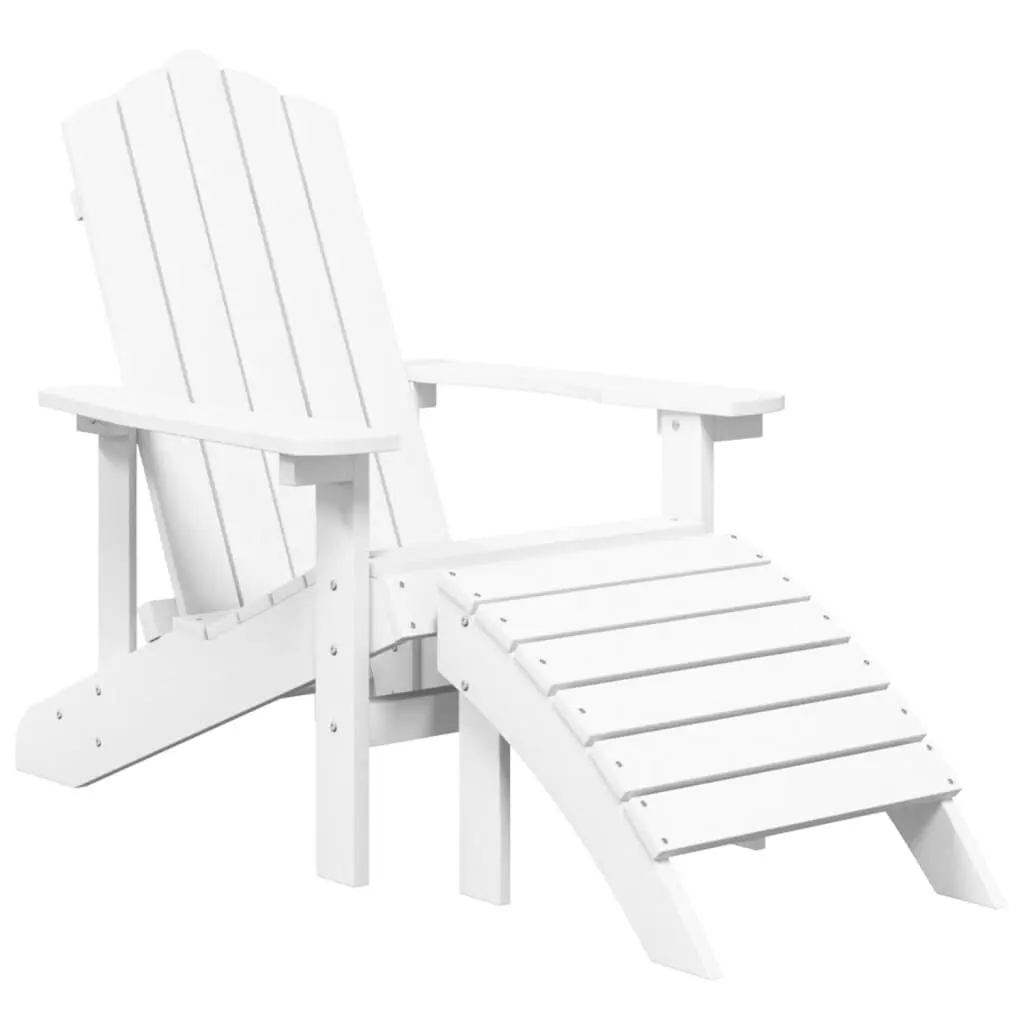 Patio Adirondack Chair Footstool HDPE White Outdoor