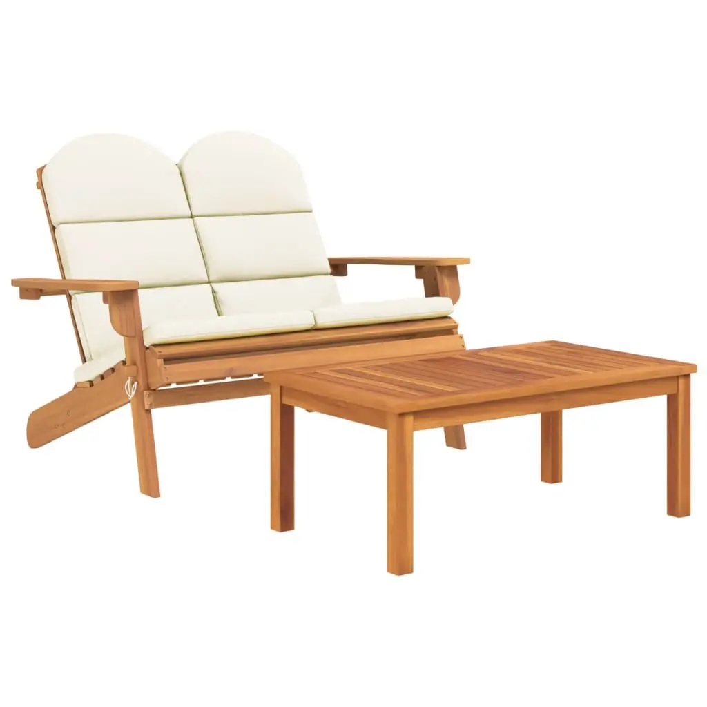 2 Piece Adirondack Patio Lounge Set Solid Wood Acacia