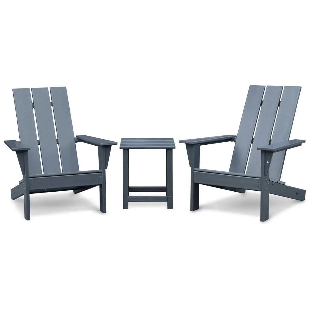 3Pcs Outdoor Adirondack Chairs Patio Lawn Chairs Side Table w2181