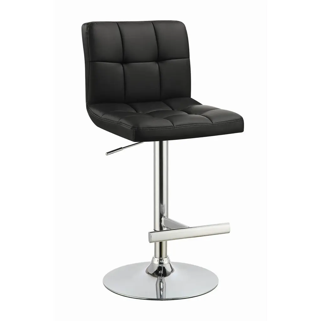 Black And Chrome Customizable Bar Stool Set 2 Solid Black Dining Room Stools furniture max