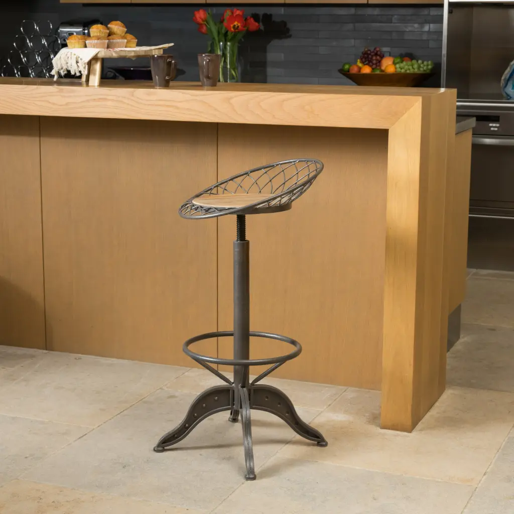 Barnville Screwtop Barstool Grey Iron Adjustable Height Kitchen Island Stool nh-bc furniturings