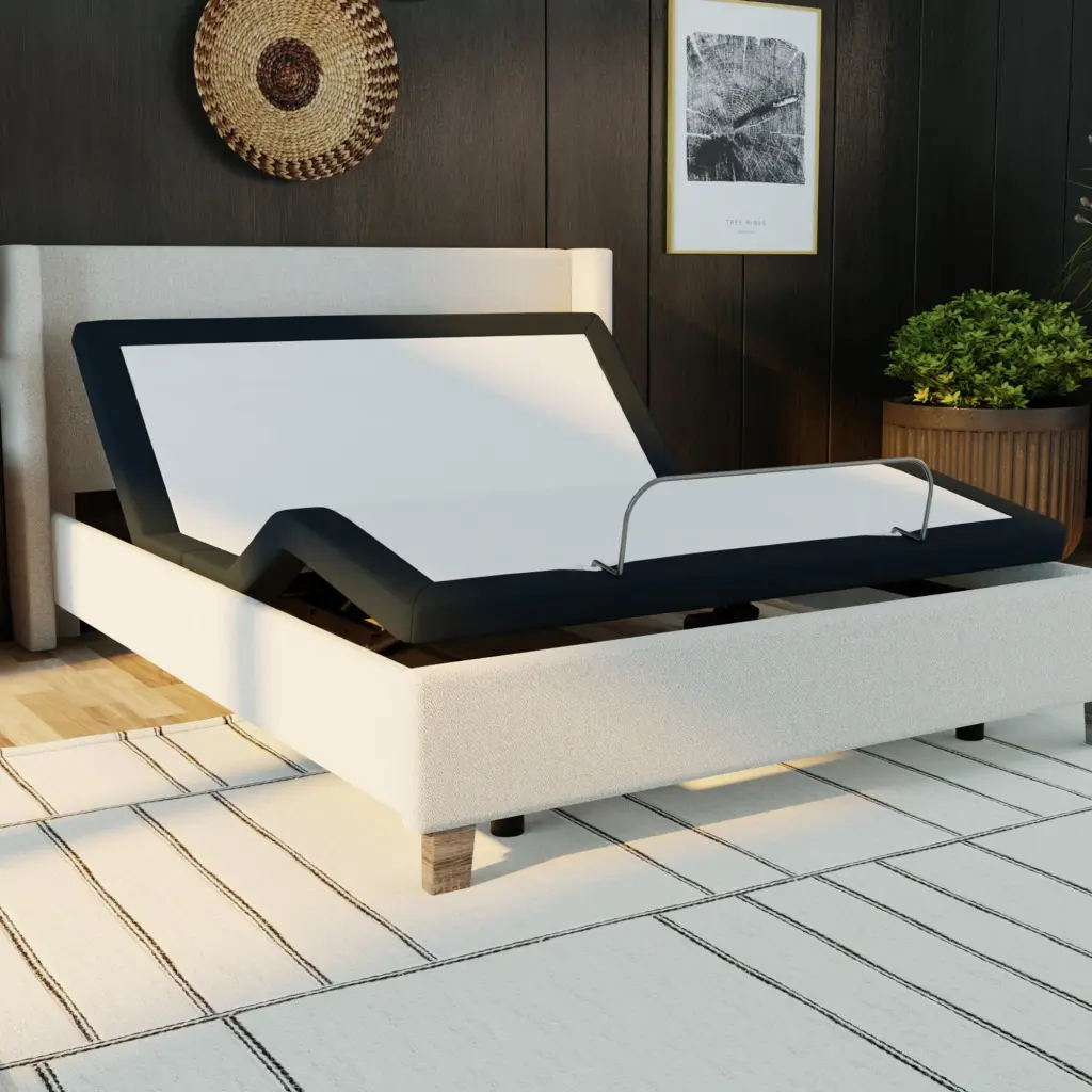 Model 3 Adjustable Base King Bed Frame - Zero Clearance Grey Metal Frame motiontrend