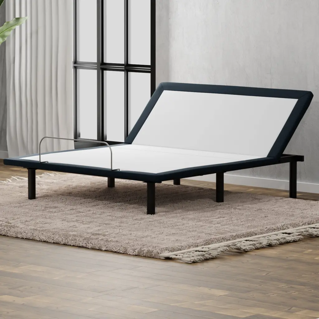Model H Adjustable Base Full Size Head Up Bed Frame Grey Metal Platform motiontrend