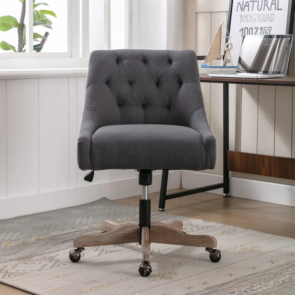 Coolmore Customizable Height Swivel Office Chair Wheels Linen Fabric coolmore w-395